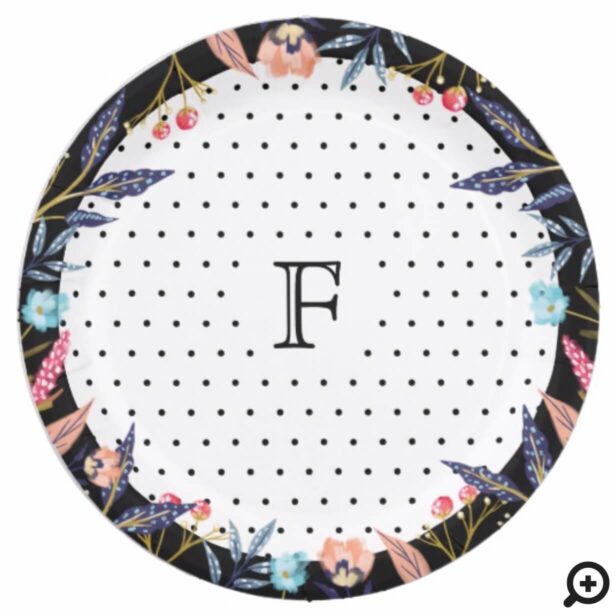 Oh Baby | Chic Floral Botanical Stork Baby Shower Paper Plate