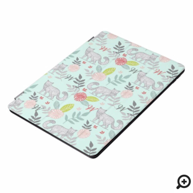 Woodland Forest Fox & Floral Foliage Monogram iPad Pro Cover