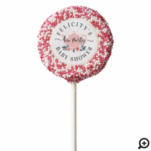 Pink Vintage Floral Tea Party Girl Baby Shower Chocolate Covered Oreo Pop