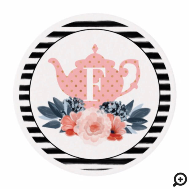 Stripe Vintage Floral Tea Party Girl Baby Shower Edible Frosting Rounds