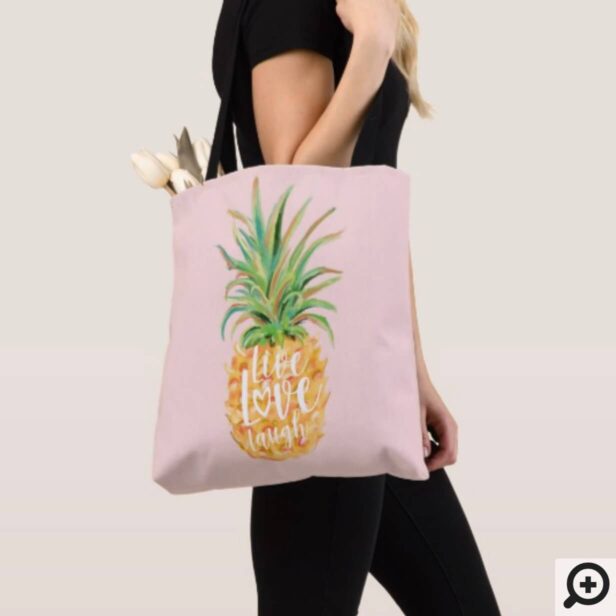 Live Love Laugh | Trendy Topical Island Pineapple Tote Bag
