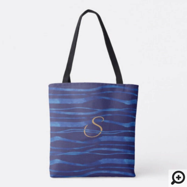 Make Waves | Navy & Gold Inspirational Quote Tote Bag