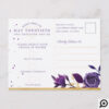 Vibrant Blooming Florals Ultra Violet & Gold RSVP Invitation Postcard
