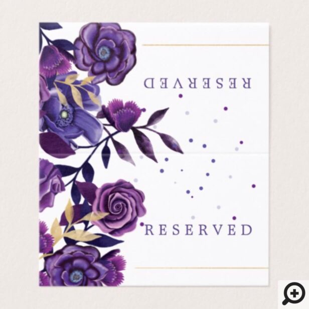 Vibrant Blooming Florals Ultra Violet Place Card