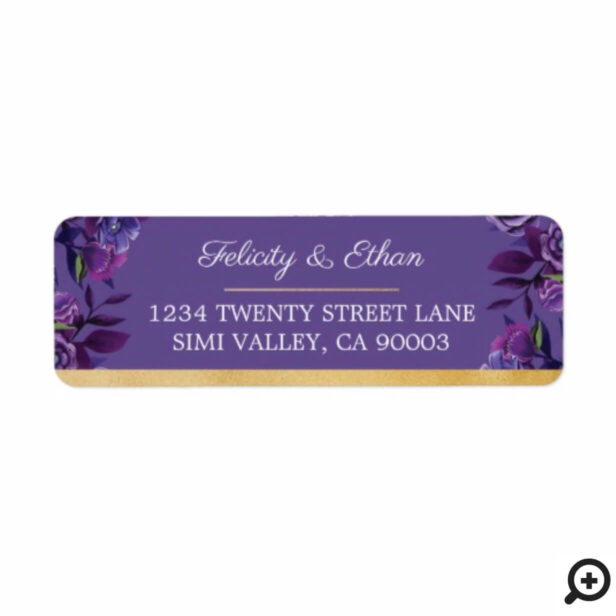 Vibrant Blooming Floral Ultra Violet Gold Label
