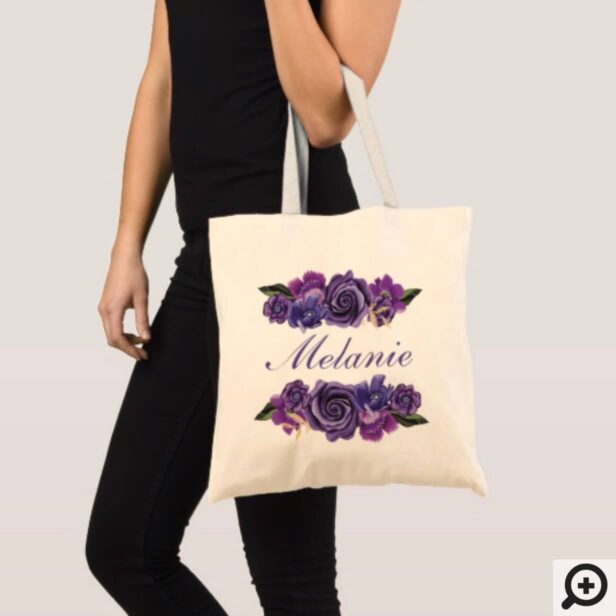 Personalized Tote - Ultra Violet Botanical Florals