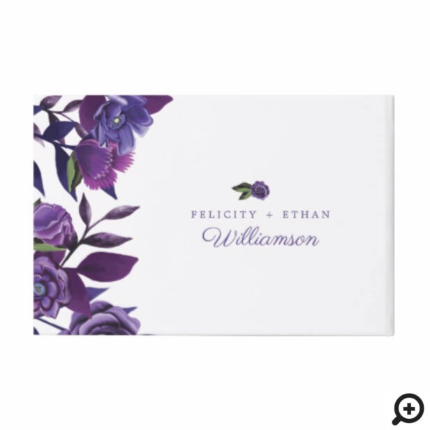 Vibrant Blooming Florals | Ultra Violet & Gold Guest Book