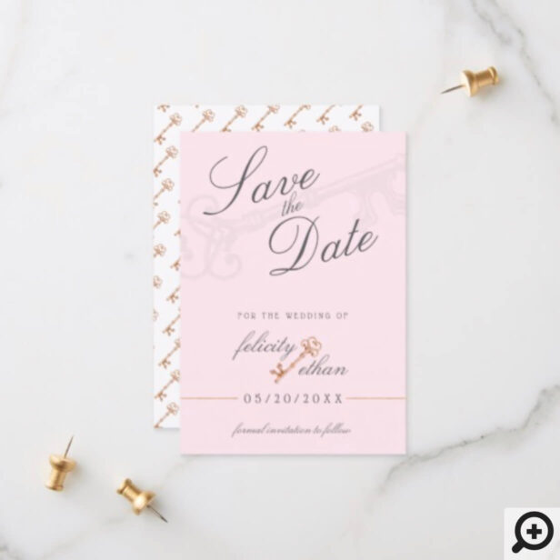 Pink Chic Vintage Key Wedding Save The Date