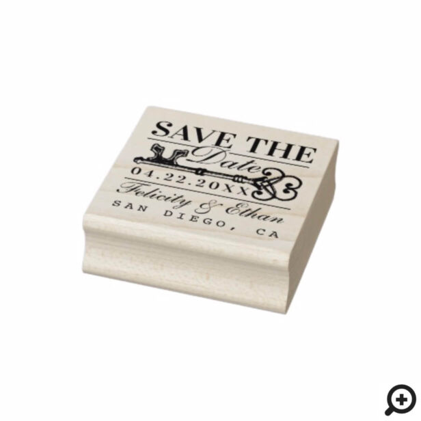 Save The Date Wedding Vintage Antique Key Rubber Stamp