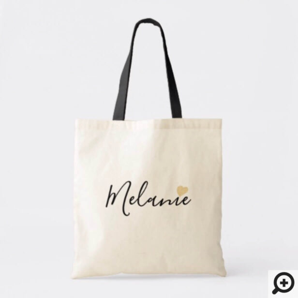 Personalized Wedding Tote - Modern Faux Gold Heart