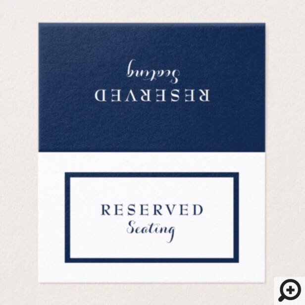 Elegant Clean Modern Navy Blue & White Wedding Place Card