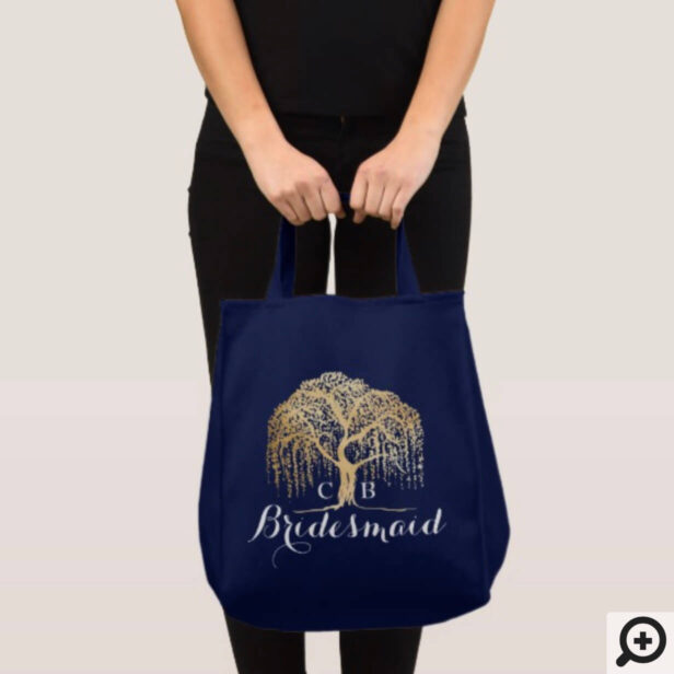 Personalized Navy Tote Bag Willow Tree Bridesmaid