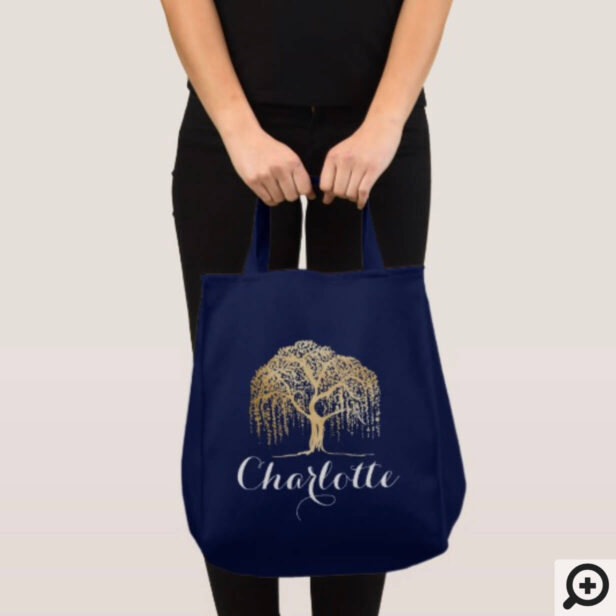 Personalized Navy Tote Bag - Willow Tree Wedding