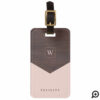 Chic Blush Pink, Dark Wood & Gold Stylish Monogram Bag Tag