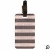 Chic Blush Pink, Dark Wood & Gold Stylish Monogram Bag Tag