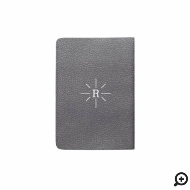I'm Out of Here | Faux Grey Leather Monogram Passport Holder