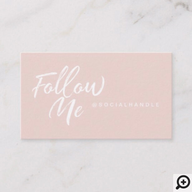 Pink Modern & Minimal Social Media Follow Me Photo Business Card