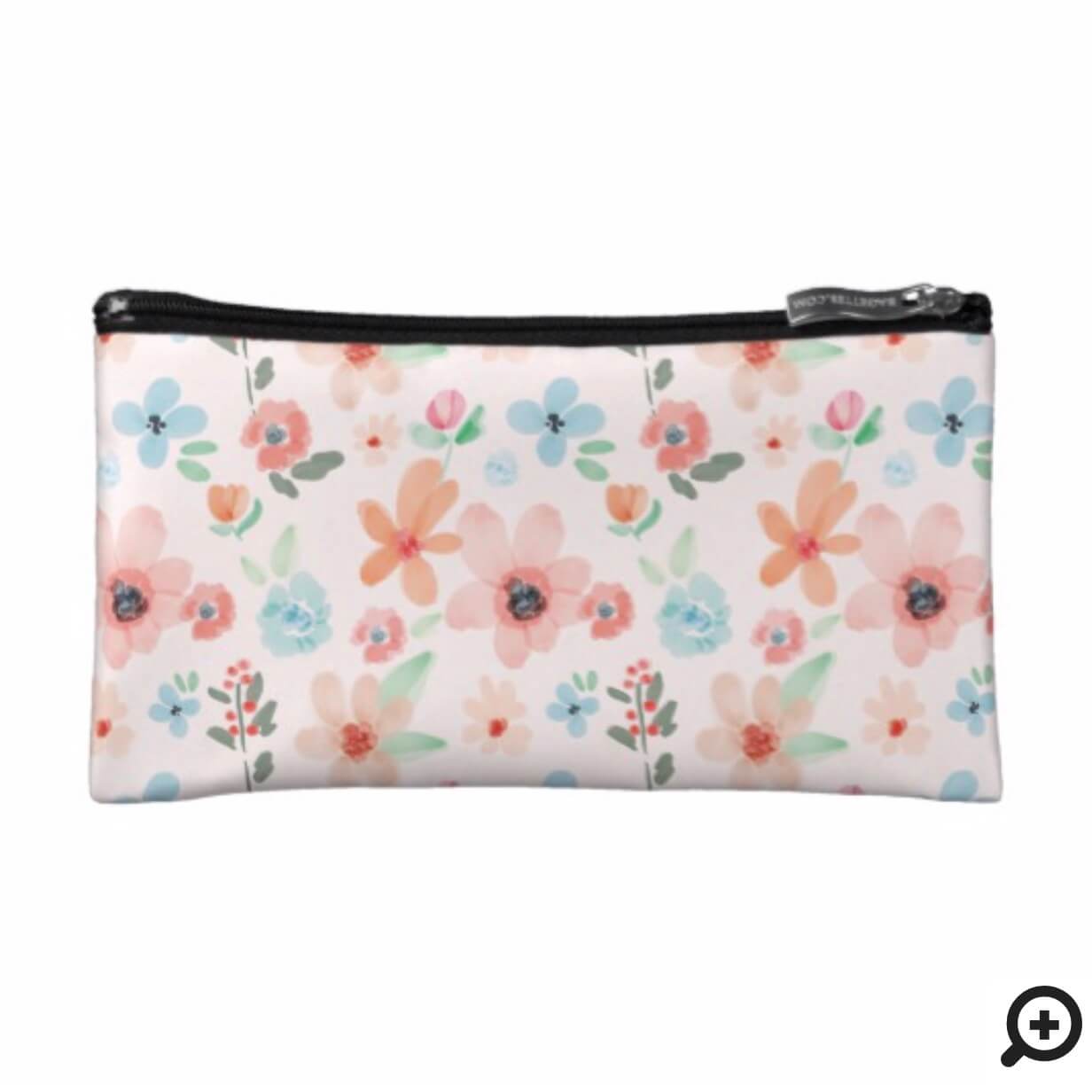 Spring Watercolor Pink Floral Pattern Cosmetic Bag