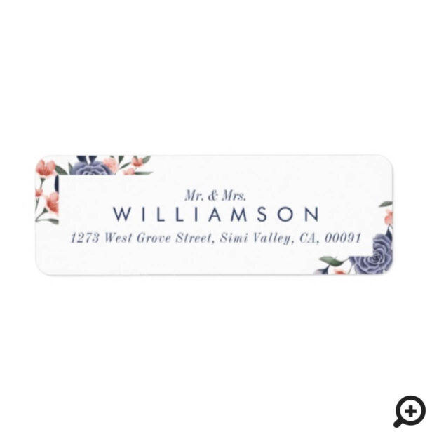 Dusty Rose Watercolor Floral Modern Wedding Label