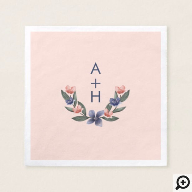 Dusty Rose Watercolor Floral Modern Pink Wedding Napkin