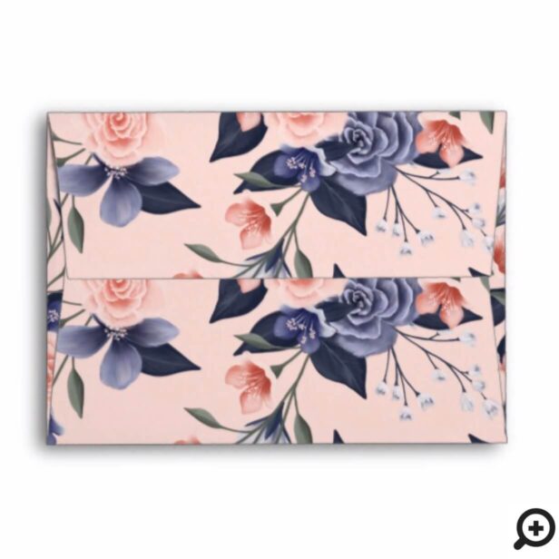 Dusty Rose Watercolor Floral Modern Pink Wedding Envelope