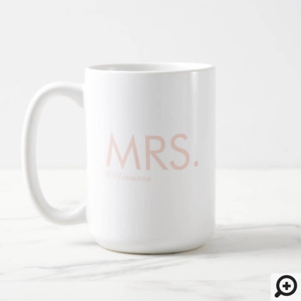 Modern Minimal Pink Typographic Monogram Mrs. Coffee Mug