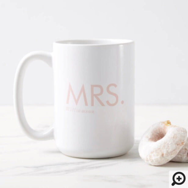 Modern Minimal Pink Typographic Monogram Mrs. Coffee Mug