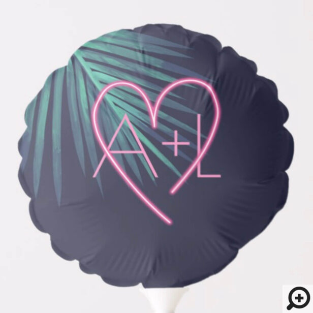 Electric Love Neon Pink Tropical Palm Leaf Retro Balloon