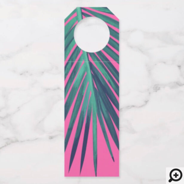 Electric Love Neon Pink Tropical Retro Cocktail Bottle Hanger Tag