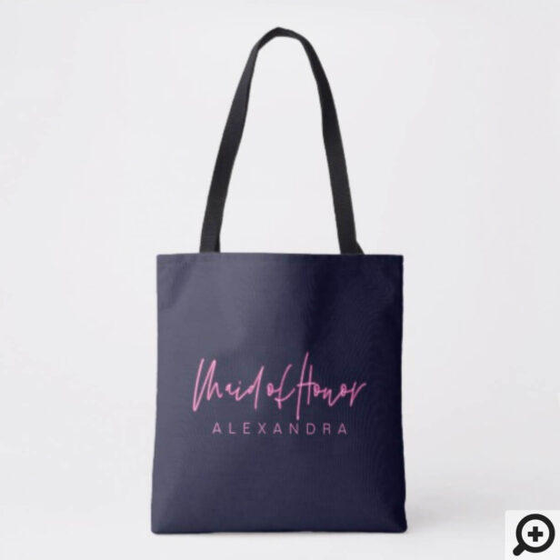 Electric Love Neon Pink Heart Maid of Honour Tote Bag