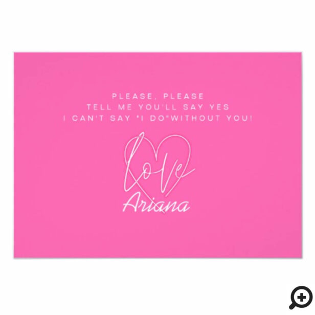 Electric Love Neon Pink Will You Be My Bridesmaid? Invitation