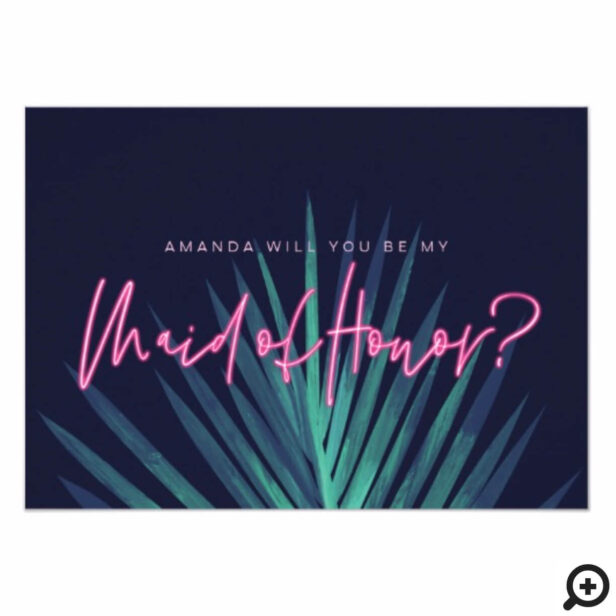 Electric Love Neon Pink Be My Maid of Honor? Invitation