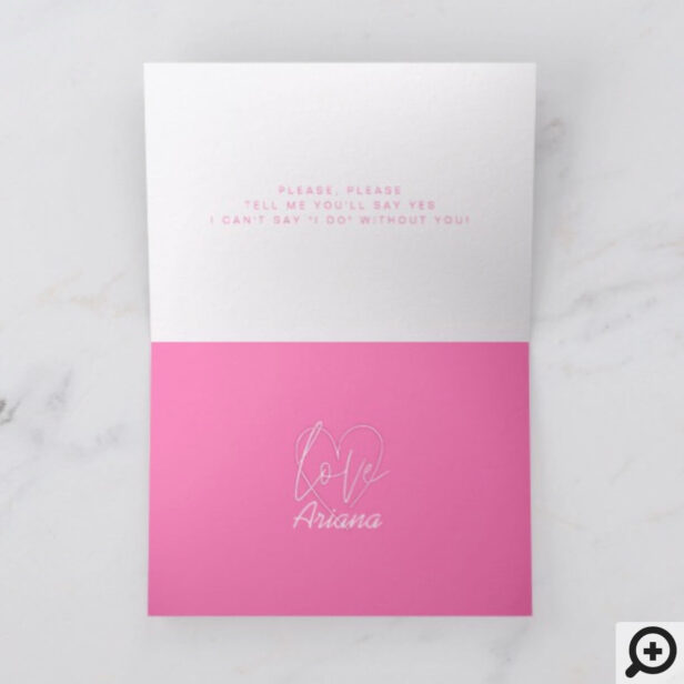 Electric Love Neon Pink Will You Be My Bridesmaid? Card