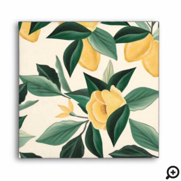 Lemon Blossom Floral Tree Pattern Wedding Envelope
