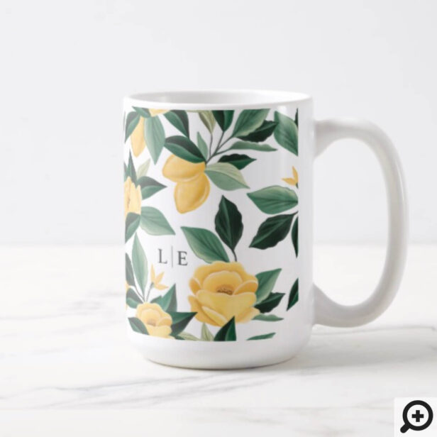 Lemon Blossom Floral Tree Elegant Yellow Wedding Coffee Mug