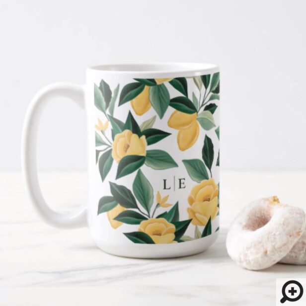 Lemon Blossom Floral Tree Elegant Yellow Wedding Coffee Mug