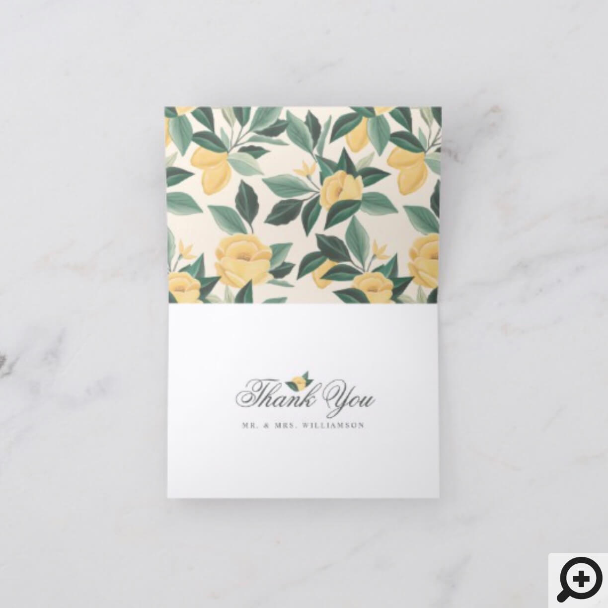 Lemon Blossom Floral Tree Elegant White Wedding Thank You Card