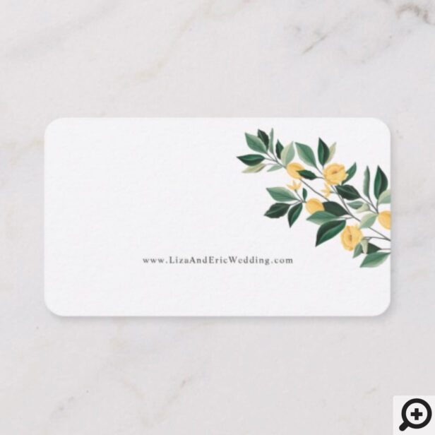 Lemon Blossom Floral Tree Elegant White Wedding Enclosure Card