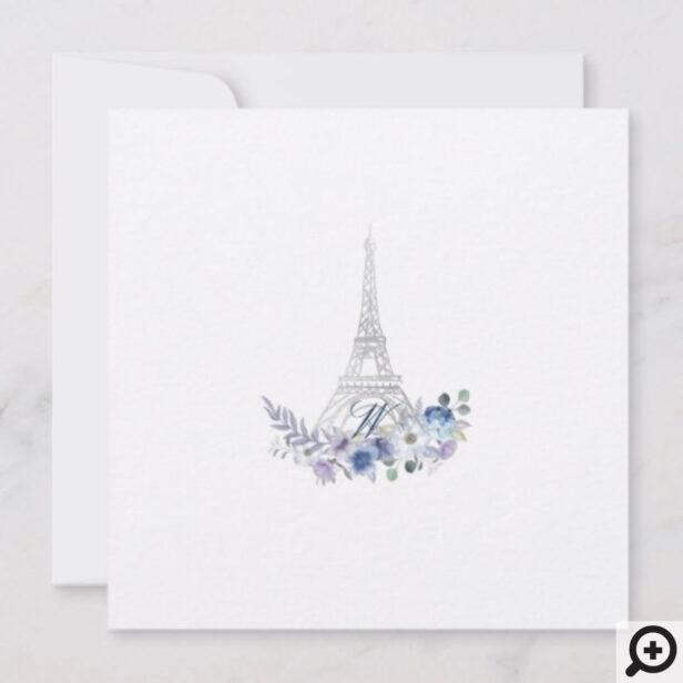 Paris Eiffel Tower Watercolor Floral White Wedding