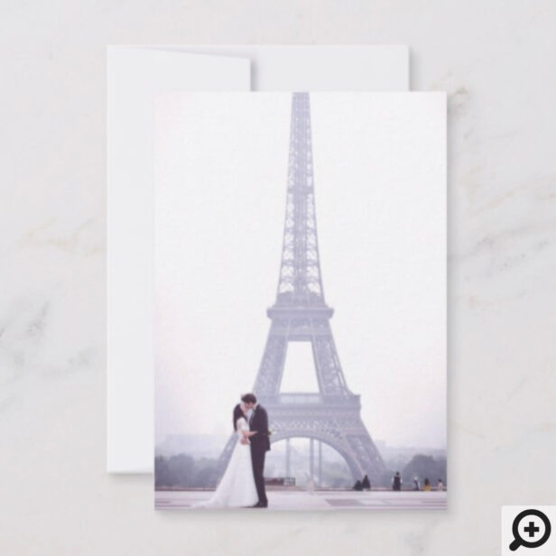 Paris Eiffel Tower Blue Watercolor Florals Wedding Thank You Card