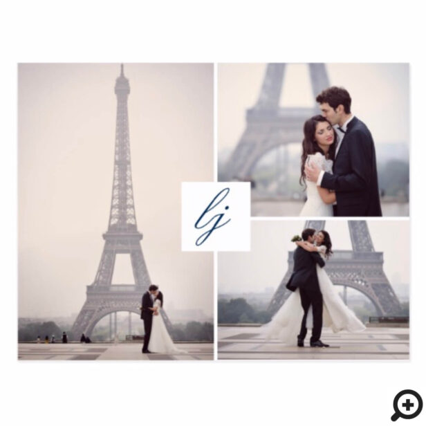 Paris Eiffel Tower Watercolor Floral Wedding Photo Postcard