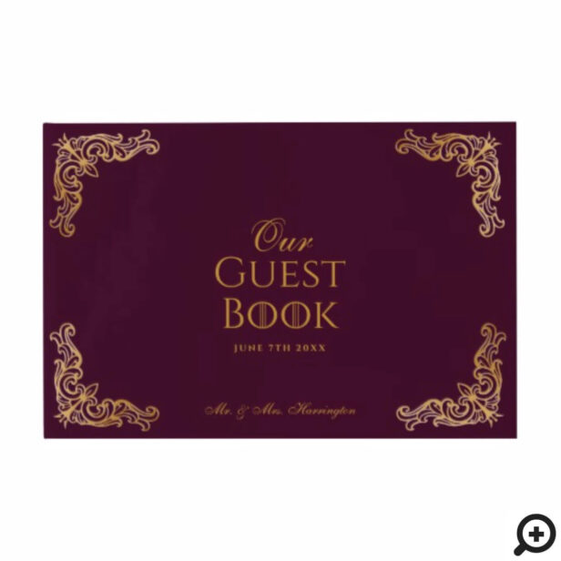 Game of Thrones Inspired Royal Medieval Fantasy Plum Floral Wedding Guest Book