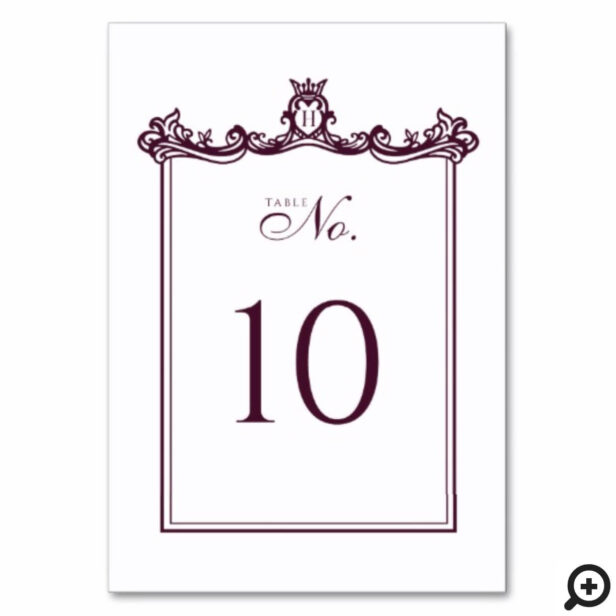 Game of Thrones Inspired Royal Medieval Fantasy Ornate White Wedding Table Number