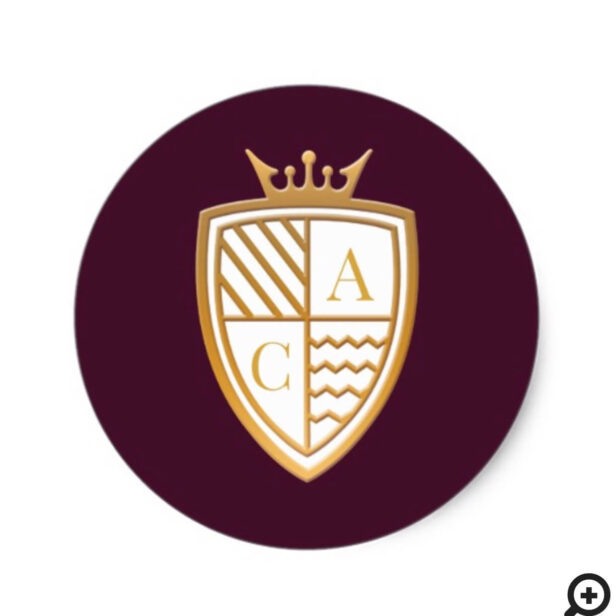Game of Thrones Inspired Royal Medieval Fantasy Monogram Crest Wedding Classic Round Sticker