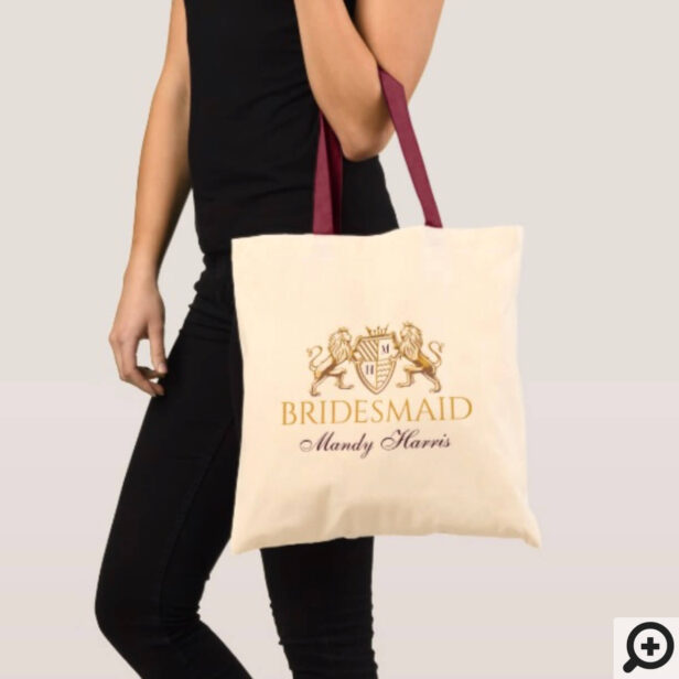 Game of Thrones Inspired Royal Medieval Fantasy Lion Emblem Wedding Tote Bag
