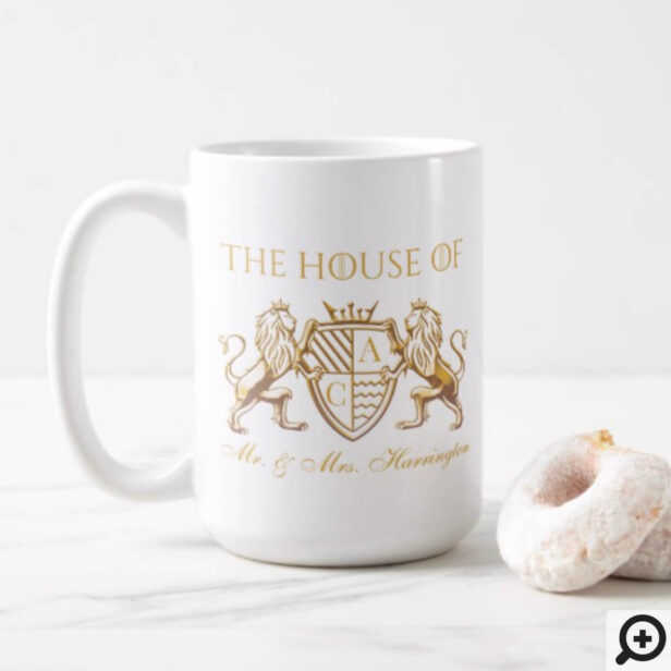 Game of Thrones Inspired Royal Medieval Fantasy Lion Emblem Wedding Coffee Mug