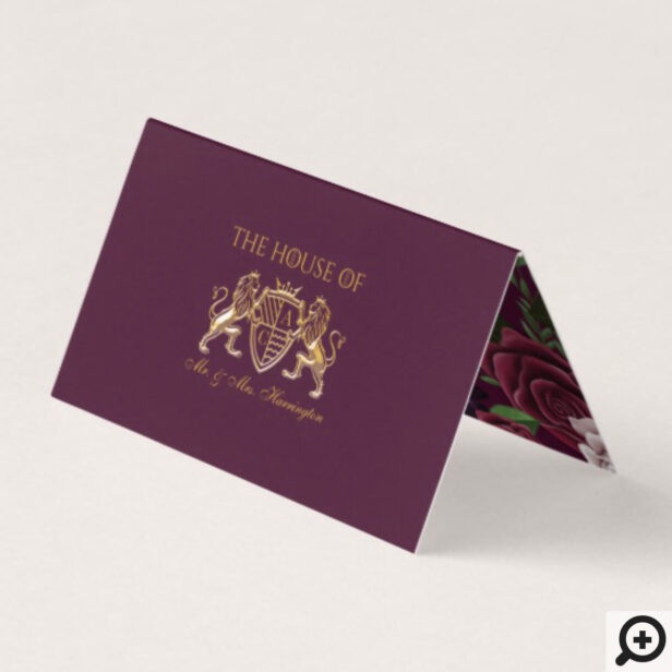 Game of Thrones Inspired Royal Medieval Fantasy Plum Floral Wedding Place Card