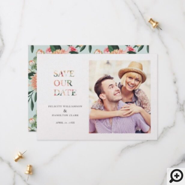 Timeless Blooms Vibrant Watercolor Floral Photo Save The Date