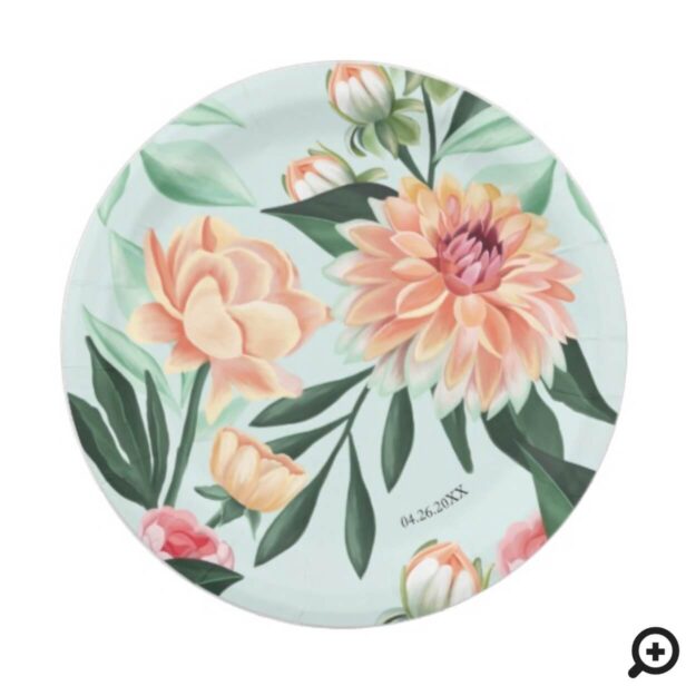 Timeless Blooms Vibrant Watercolor Florals Wedding Paper Plate