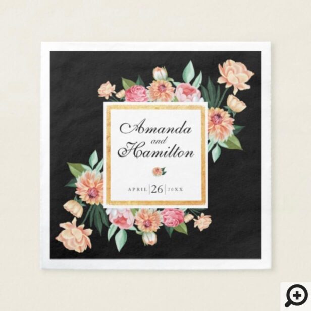Timeless Blooms Vibrant Watercolor Florals Wedding Napkin